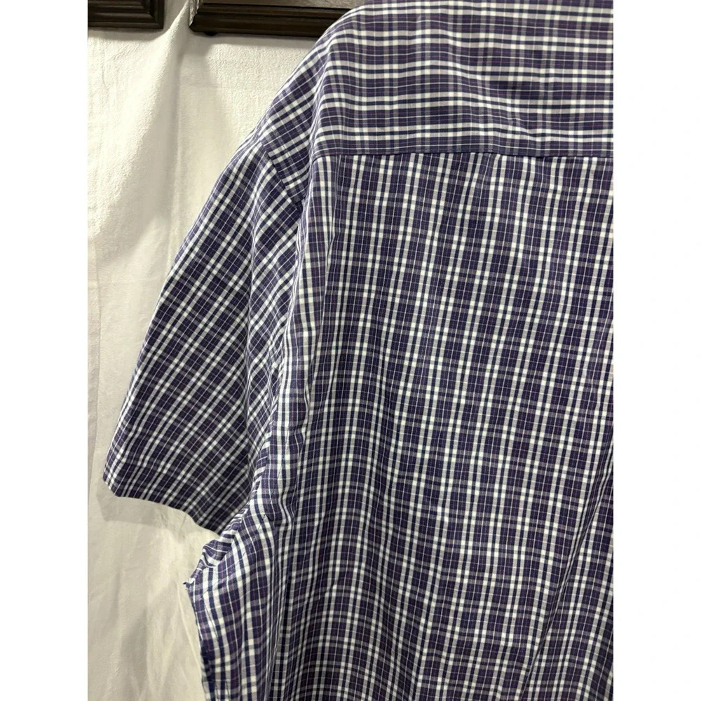 Orvis Men's XL Blue Purple Tattersall Plaid Button Up Shirt Short Sleeve
